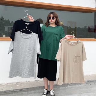 Áo thun form dài big size 1 túi lai xẻ 4 màu size 65-105kg