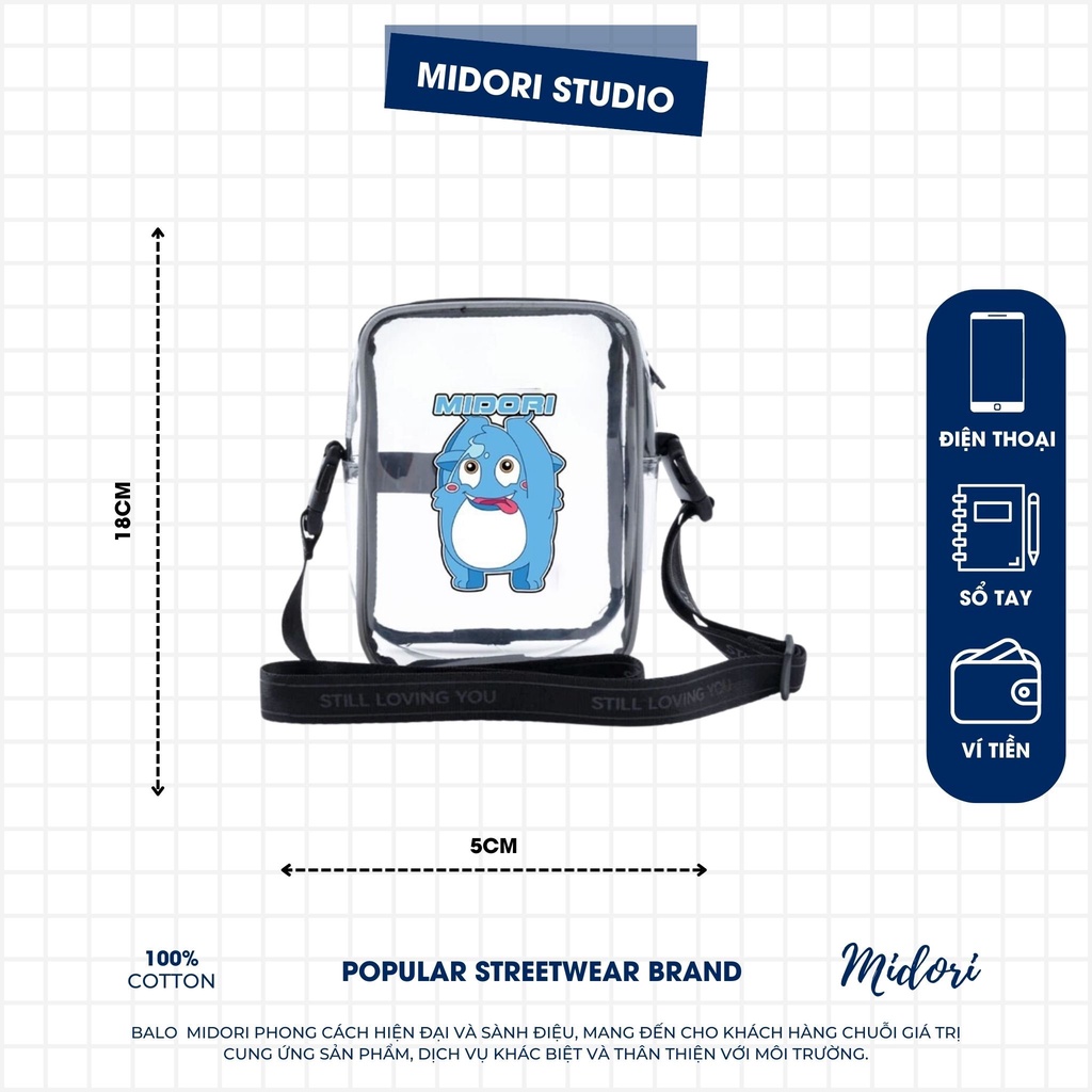 Túi đeo chéo mini Nam Nữ thời trang trong suốt Local Brand Midori M Studio