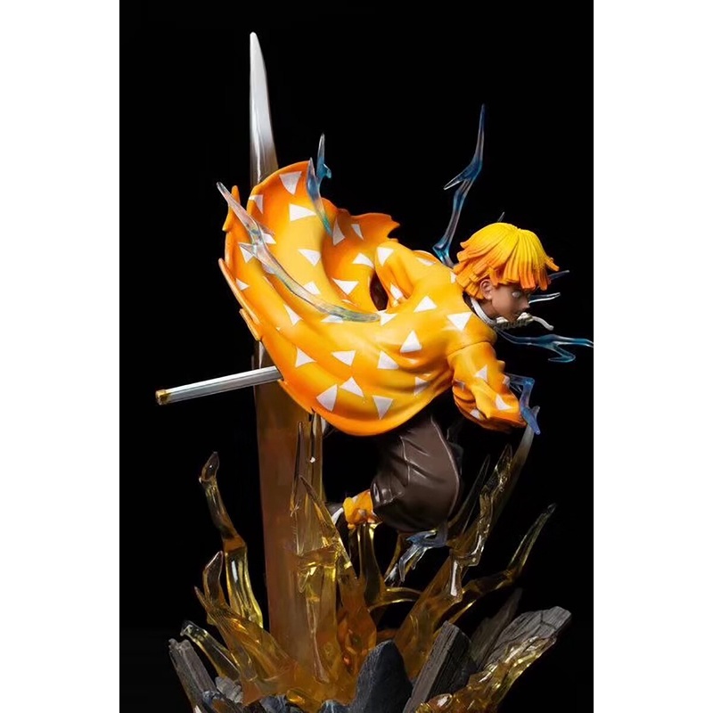 Mô Hình Nhân Vật Anime Demon Slayer Agatsuma Zenitsu Hai Đầu Có Đèn LED Dạ Quang 35Cm Để Bàn Trang Trí