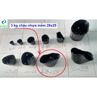 3kg chậu nhựa mềm ươm cây 28x25 - bịch, túi bầu 28x25, 3kg = 90 chậu