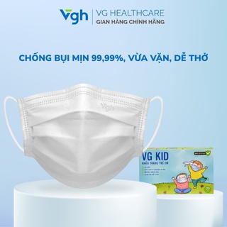 Hộp khẩu trang y tế kháng khuẩn 99% cho bé vg kid , 3 lớp lọc vừa vặn, mềm mại, dễ thở - hộp 20 chiếc