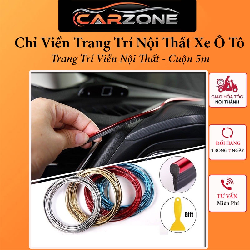 Chỉ Viền Trang Trí Nội Thất Ô Tô – Nẹp Trang Trí Viền Nội Thất Xe Hơi -  Cuộn 5M CARZONE.TOP