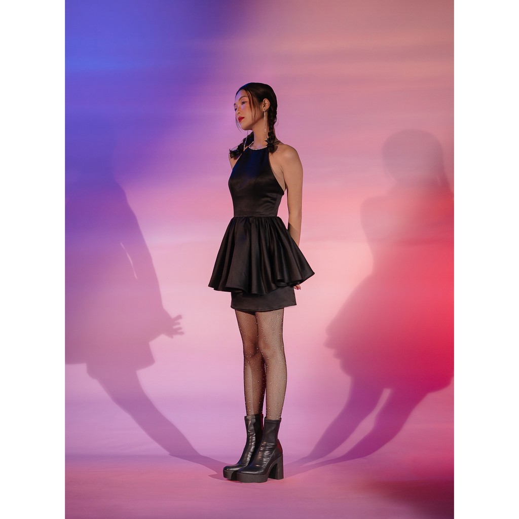 Đầm yếm satin YOOF dây đính đá - Fiona Dress