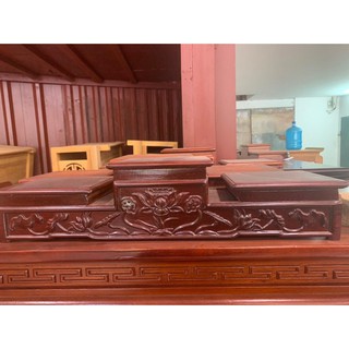 Tam sơn gỗ hương kiểu dáng hoa sen - mặt 14 - 20cm