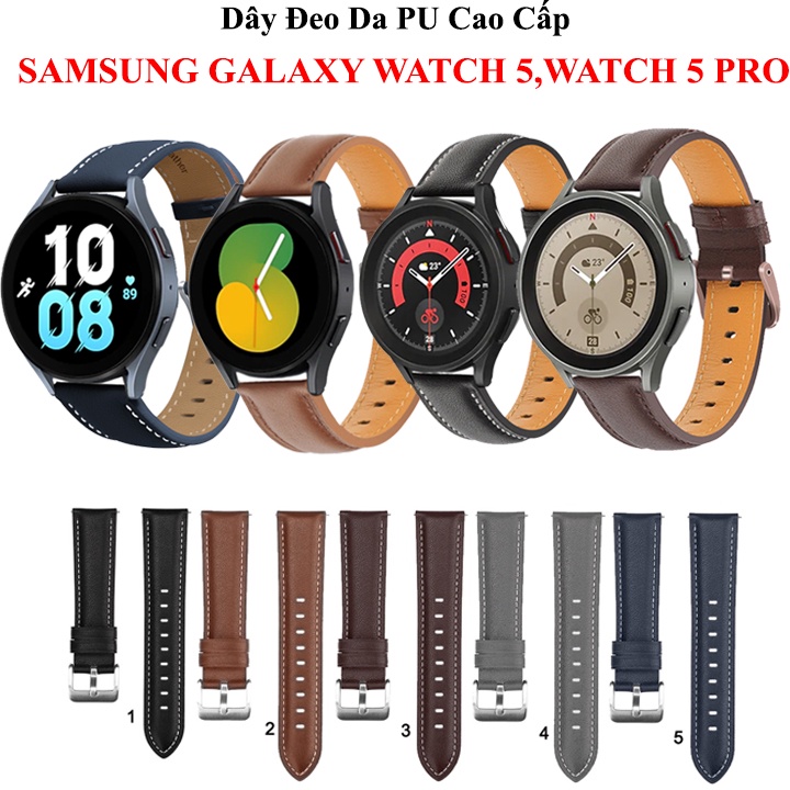 Dây da PU cao cấp đồng hồ Samsung Galaxy Watch 5,Watch 5 Pro