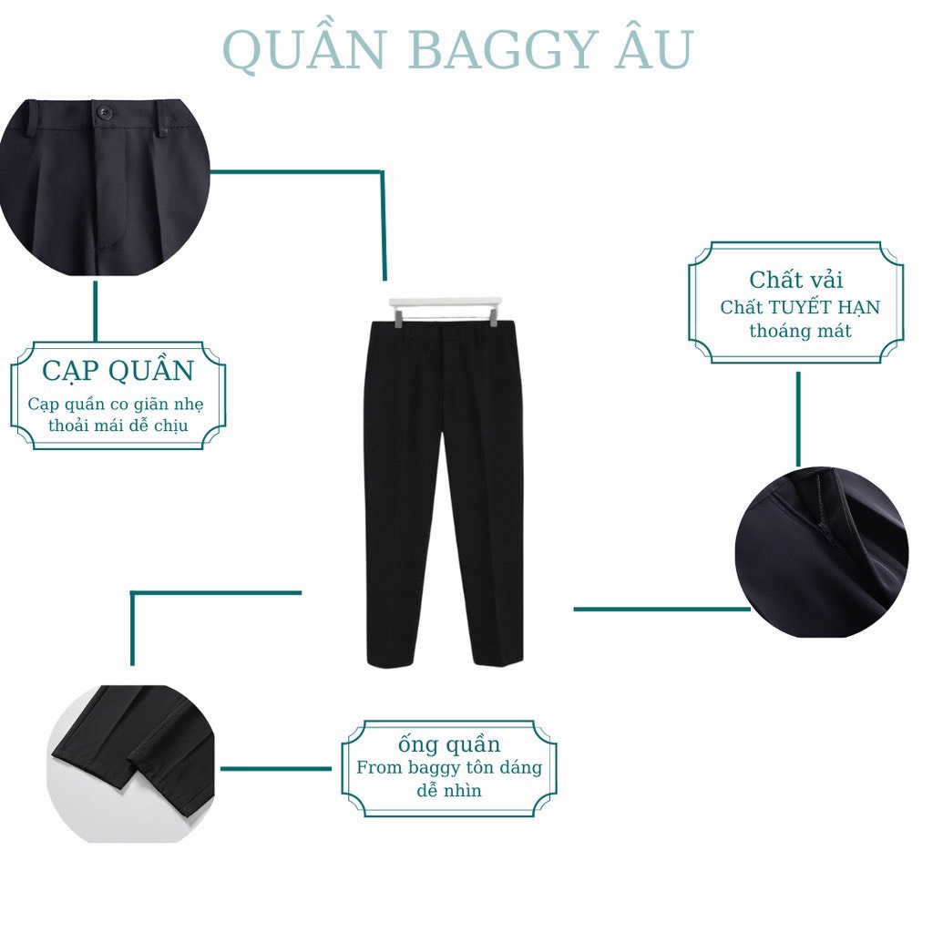 Quần baggy nam ống rộng vải Hàn cao cấp, quần tây âu co giãn tốt Premium thời trang LITTLEMAN