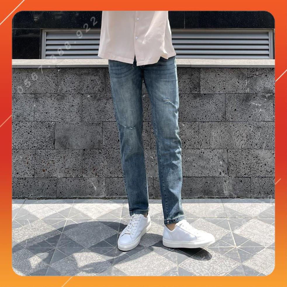 vải Denim co giãn nhẹ form Skinny | quần nam jean xanh rách