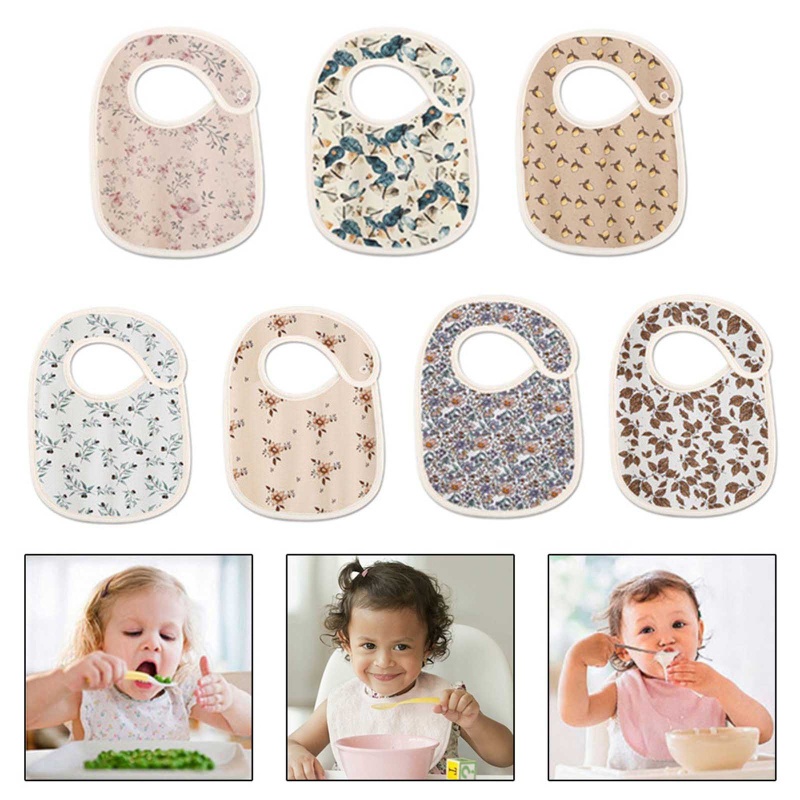 Yếm Ăn Cotton Mềm Mại In Họa Tiết Xinh Xắn Cho Bé Sơ Sinh