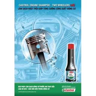 Dung dịch súc rửa động cơ xe máy ô tô castrol engine shampoo làm sạch và - ảnh sản phẩm 3