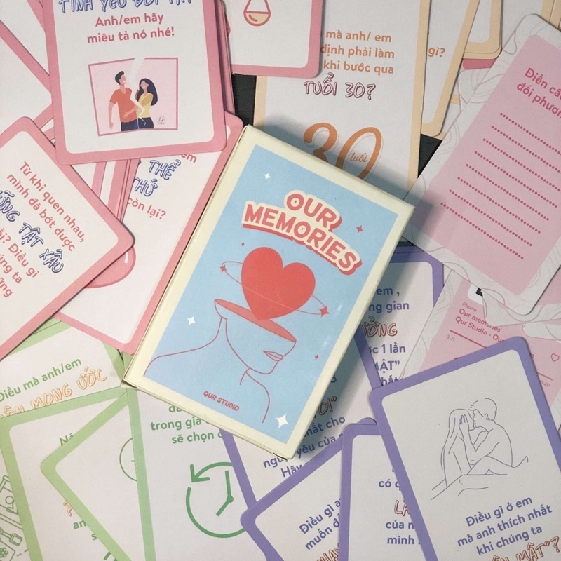 Bộ Bài Tình Yêu Memories Thấu Hiểu Our Memories – Boardgame,  QUR STUDIO Gắn Kết Thấu Hiểu Dành Cho Các Cặp Đôi
