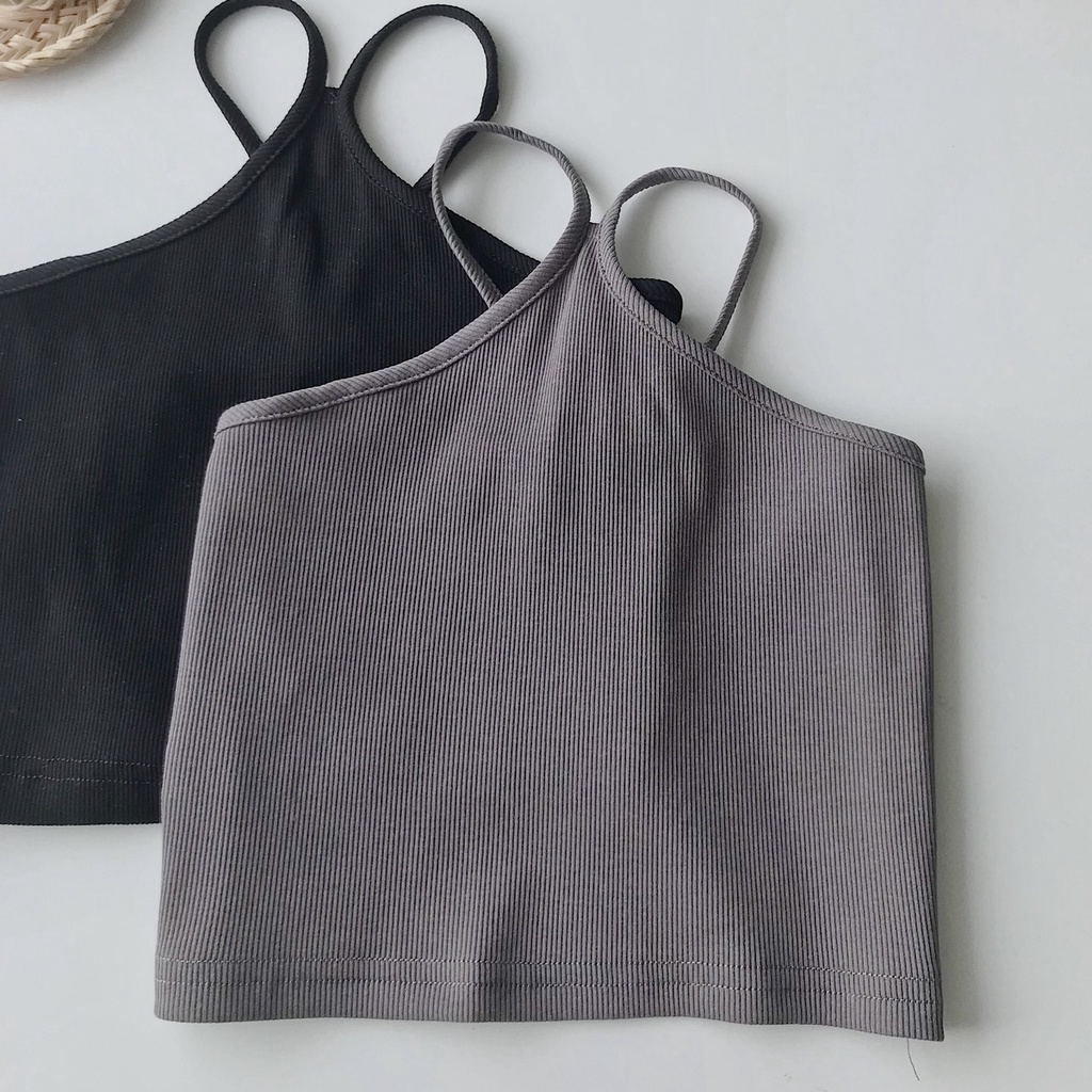 Áo 2 dây Nữ Xinh JEM CLOSET Chất Gân Tăm Co Giãn Thiết Kế Dáng Yếm Nhiều Màu Phối Đồ Siêu Sexy MONE 10383