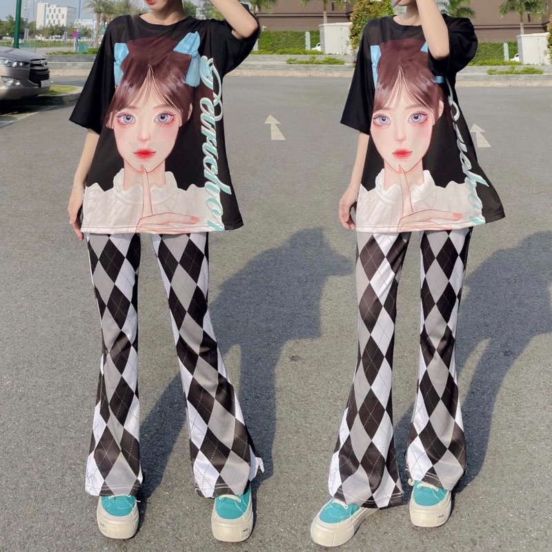 Quần Loe Hoạ Tiết Kèm Ảnh Thật