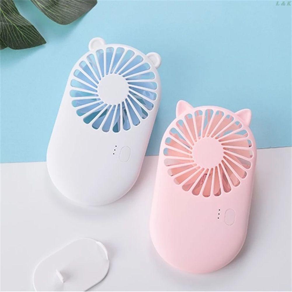Quạt Làm Mát Cầm Tay Họa Tiết Hoạt Hình Kèm Giá Đỡ Điện Thoại Tiện Dụng