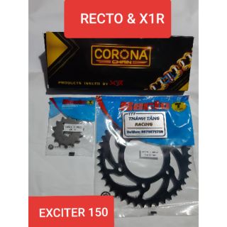 Nhông sên dĩa ⛔giá 569k⛔ exciter 150 sên vàng phốt đỏ x1r corona
