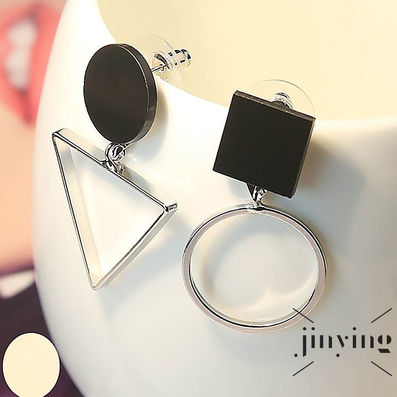GETNOIVAS ❤S Wind Simple Style Asymmetrical Geometric Earrings for Women Girls European Style Modern All-match