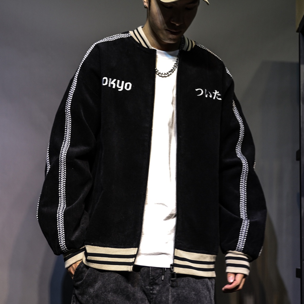 Áo Khoác Bomber Chất Nhung Tăm Cao Cấp Dày Dặn Thêu Chữ Tokyo - Form Rộng Dáng Thụng Nam Nữ Unisex, Freesize Đông 2022