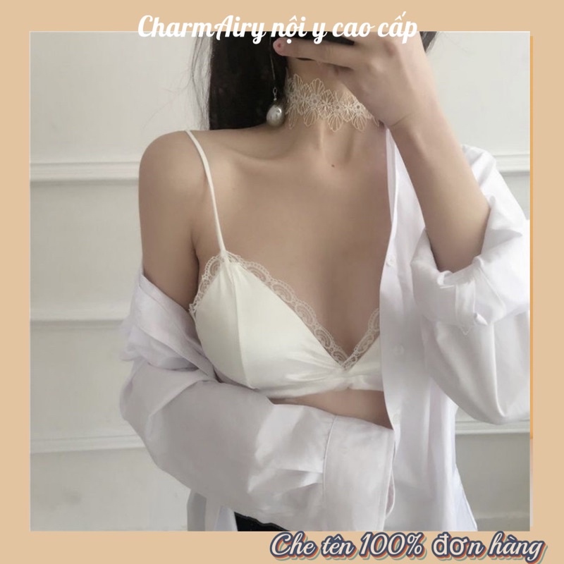 Bộ đồ lót nữ Áo bra nữ 2 dây CharmAiry áo ngực bra ren nữ không gọng, mút mỏng lụa bóng viền ren | BigBuy360 - bigbuy360.vn