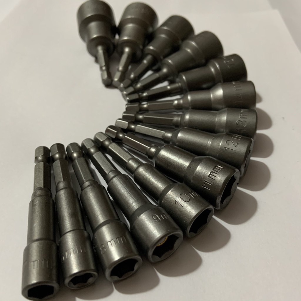 Bộ 14 Đầu Chụp Bulong Bắn Vít Lục Giác Có Nam Châm Dài 65mm các kích cơ từ 6-19 Hàng Chính Hãng | Mezoha