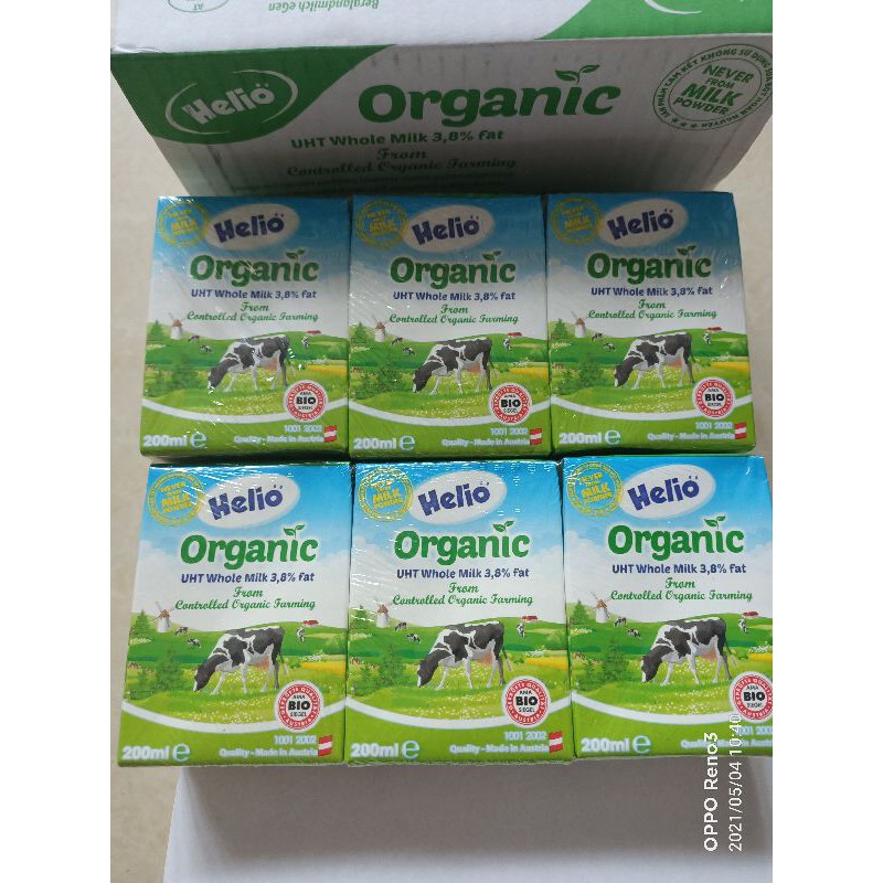 Sữa tươi ORGANIC HELIO nguyên kem thùng 12 hộp