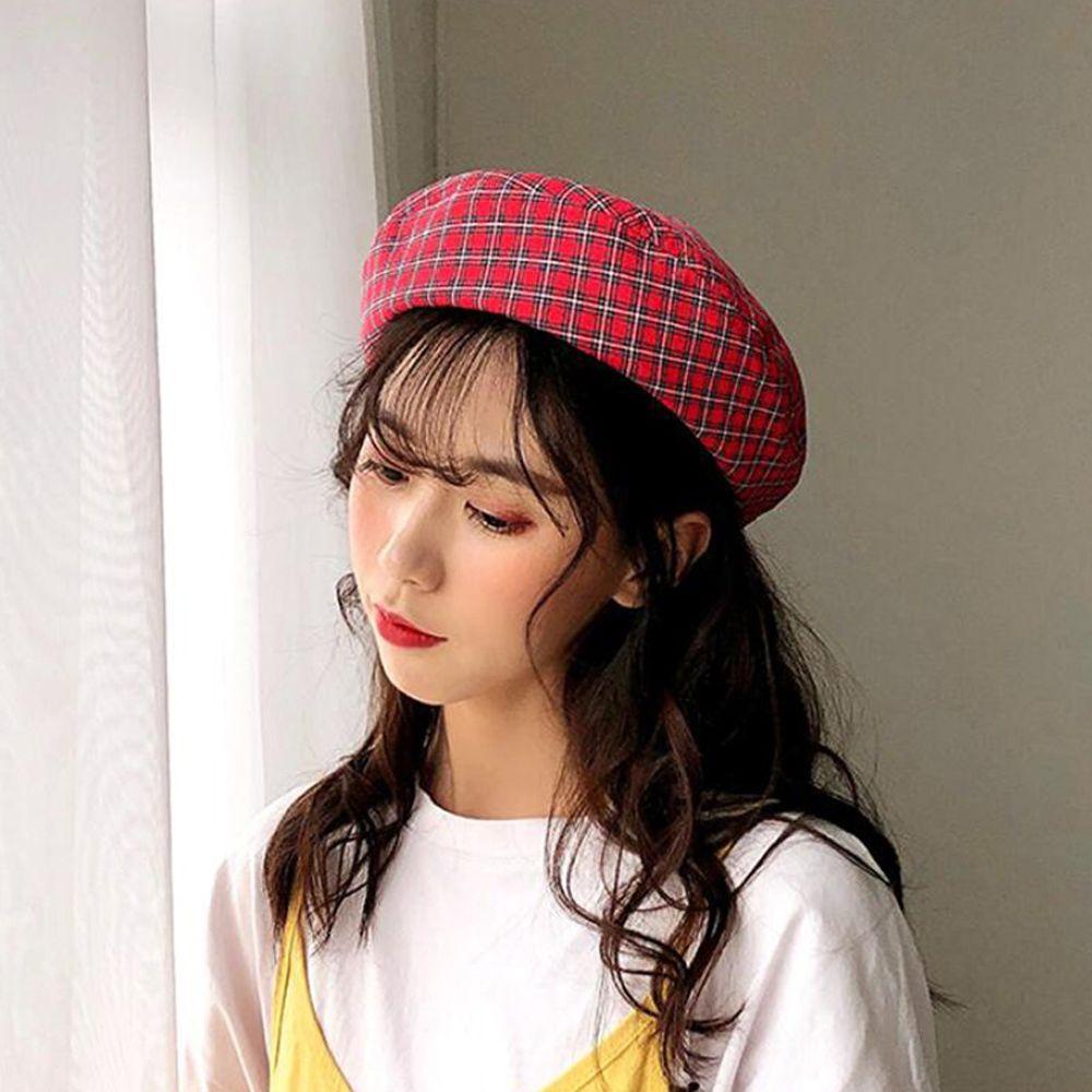Nón Beret Vải Cotton Họa Tiết Kẻ Sọc Retro Phong Cách Anh Quốc Thời Trang Thu Đông Cho Nữ 2life