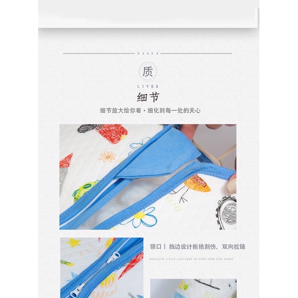 Babycity giữ ấm bụng túi ngủ dành cho các bé hay đạp chăn túi ngủ liền chân cotton xô