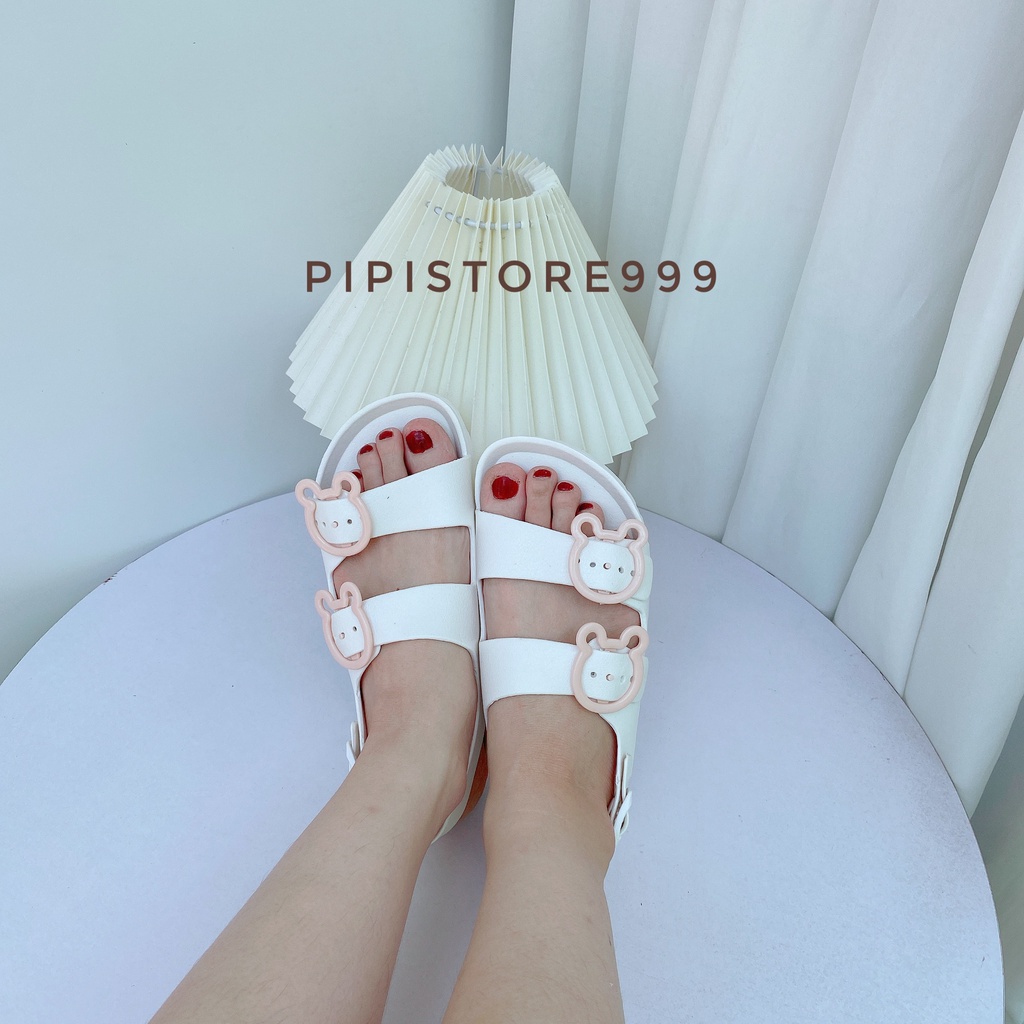 Tăng 1 size Sandal 2 Quai Ngang Nhựa Dẻo Êm Chân Khóa Gấu Cute G155