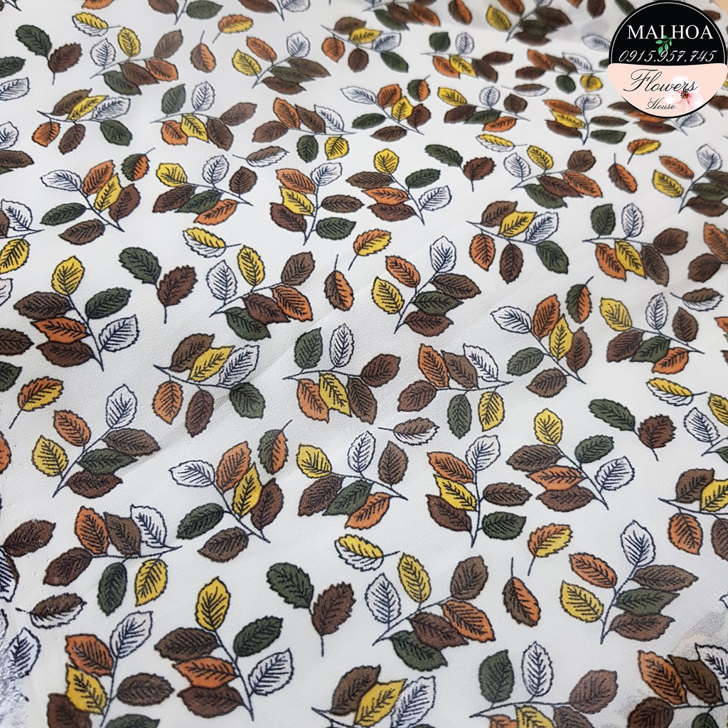 Vải voan hoa vải may đồ nữ in hình lá cầm mềm tay mặc mềm mại và có độ rủ đẹp Maihoaflower