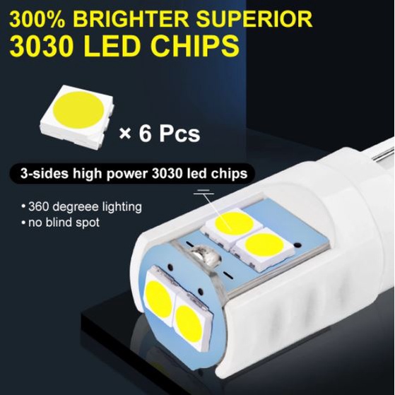 Set 2 bóng đèn led T10 siêu sáng soi biển số, đèn trần ô tô, demi xe máy T10 6smd 3030 Ceramic