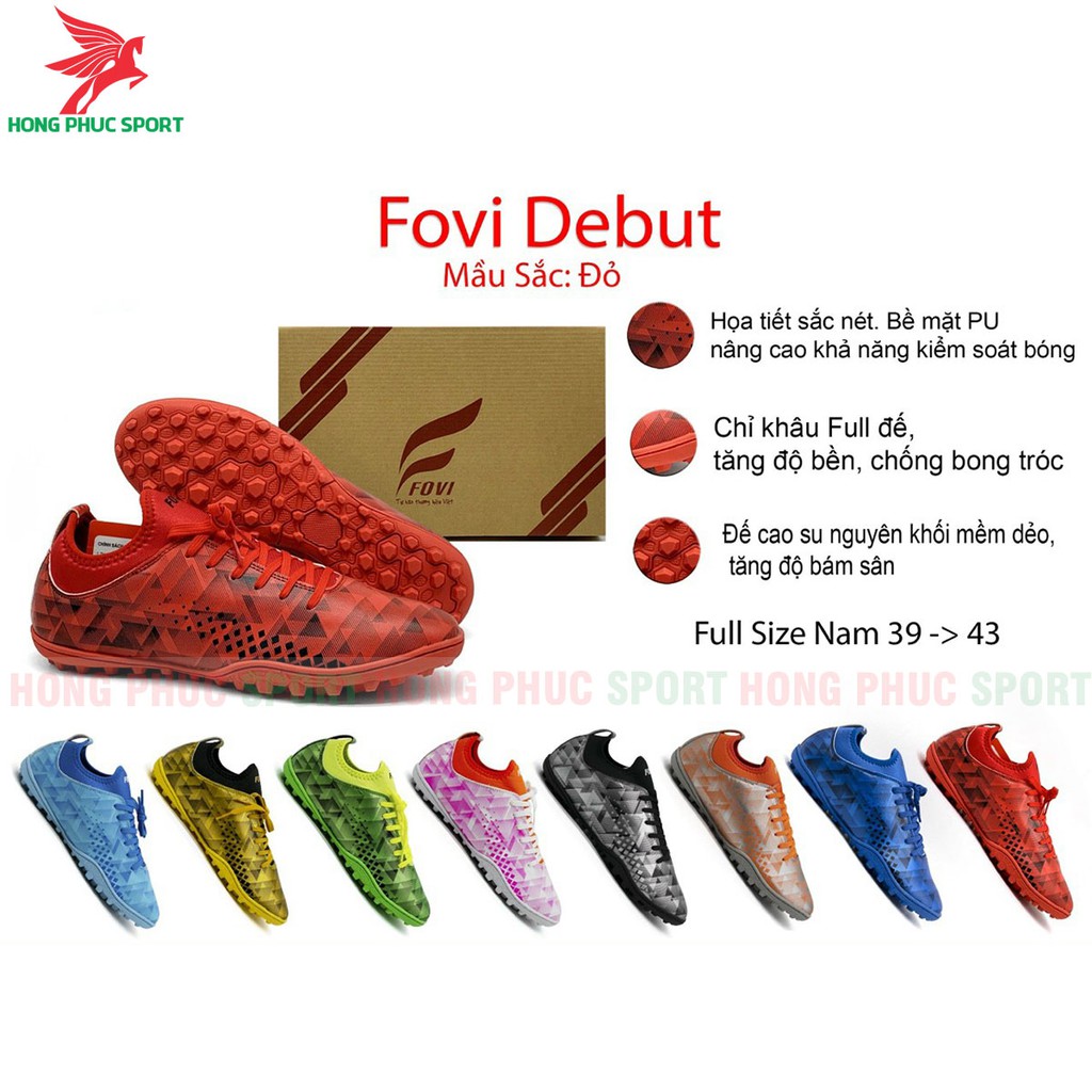 GIÀY BÓNG ĐÁ SÂN CỎ NHÂN TẠO FOVI DEBUT X19 FULL HỘP KHÂU FULL ĐẾ