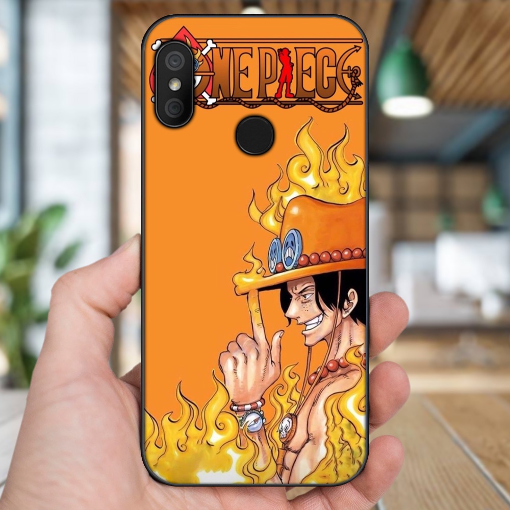Ốp lưng Xiaomi Redmi 6 Pro, Mi A2 Lite viền đen in hình Ace One Piece