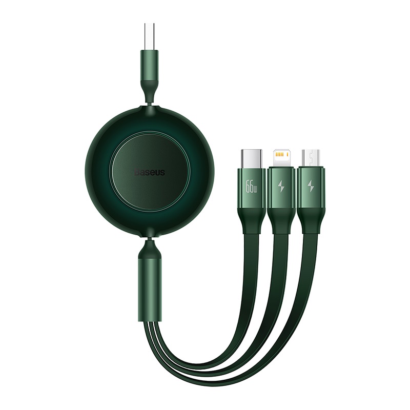 Baseus Cáp sạc dây rút công suất cao 66W Baseus Bright Mirror 3 in1 Retractable Data Cable