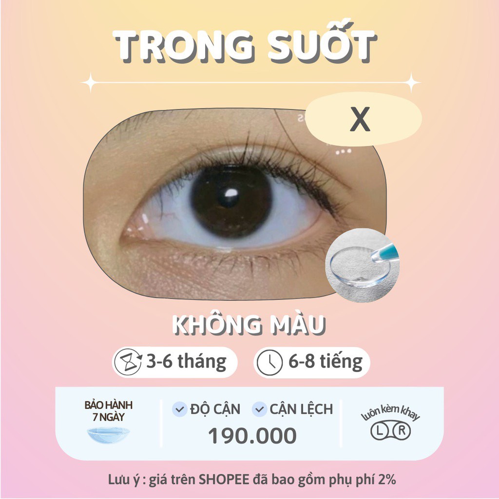 &lt;Có sẵn 1.00-8.00 độ&gt; Kính áp tròng Không màu - trong suốt | Hạn sử dụng 3-6 tháng | Lens cận