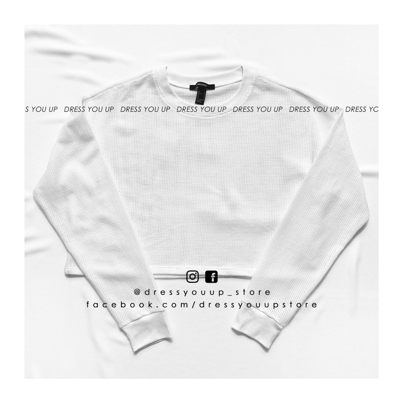 Áo tay dài see-through trắng