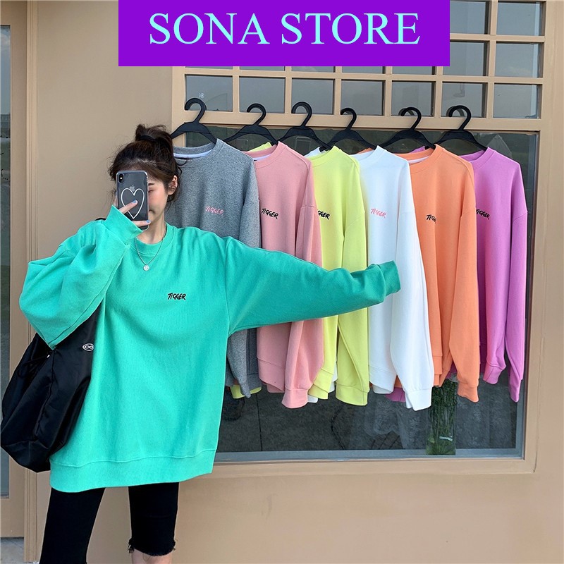 Áo sweater nữ form rộng, Áo nỉ da cá, Hàng quảng châu cao cấp, SONA STORE