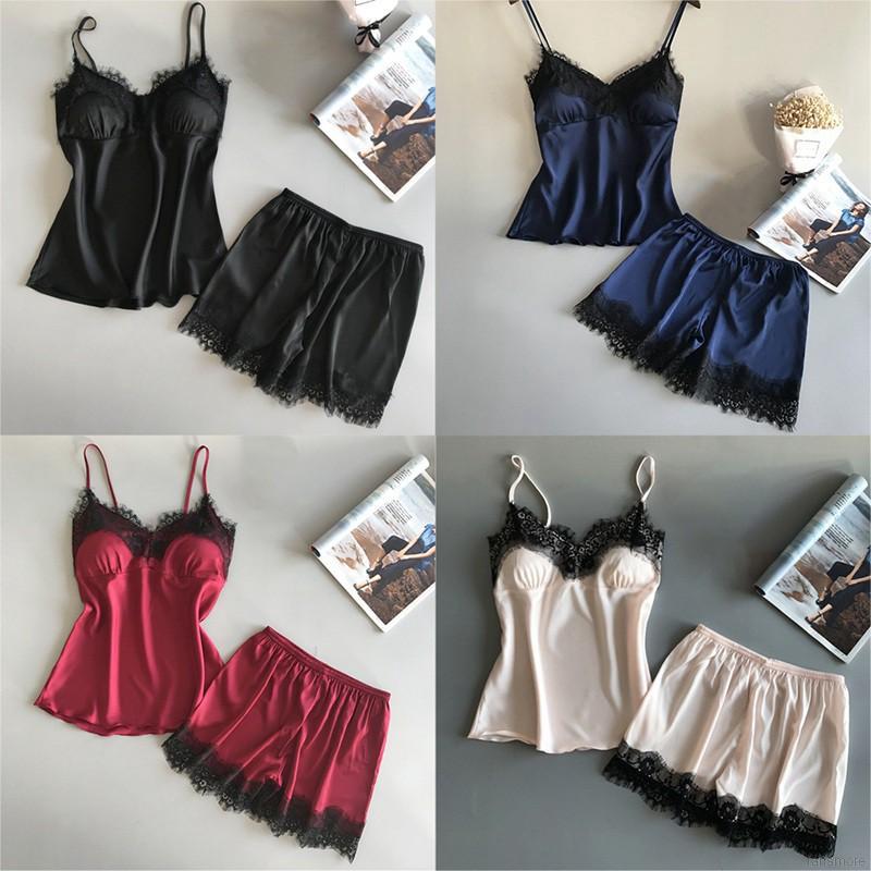 Set đồ ngủ hai dây phối ren phong cách quyến rũ dành cho nữ