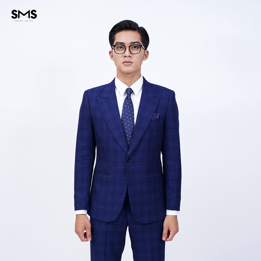 Vest nam Smart Suits xanh đậm kẻ ô, suits sartorial, chuẩn form