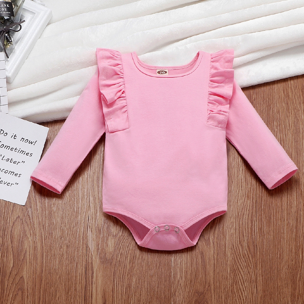 Áo liền quần dài tay phối bèo dễ thương cho bé gái