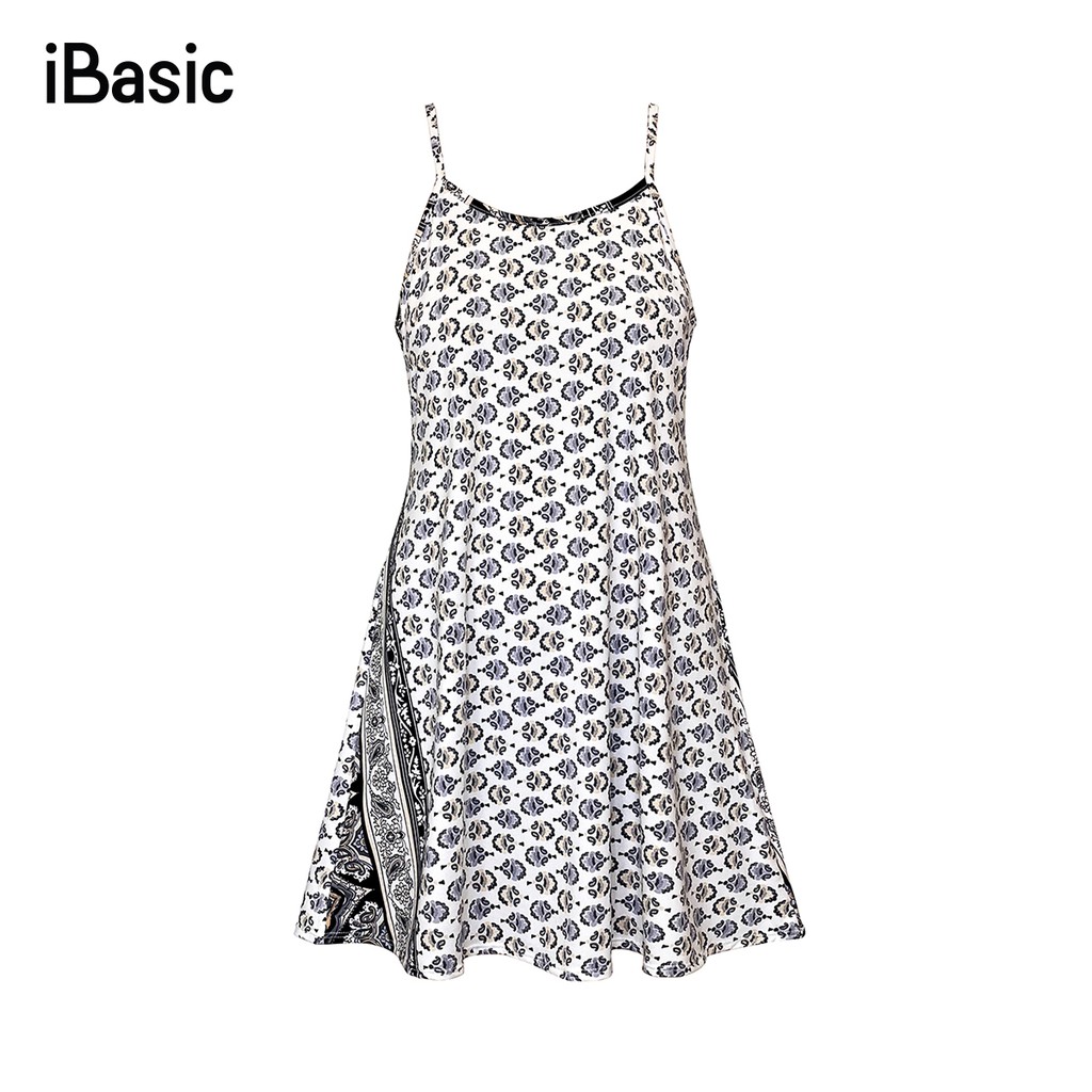 Đầm ngủ hai dây họa tiết hoa màu ngẫu nhiên iBasic 79161