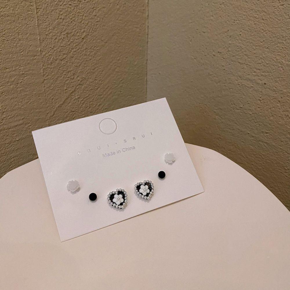 JARRED Bộ 3 Bông Tai Mini Họa Tiết Hoa Đáng Yêu Thời Trang Cho Nữ
