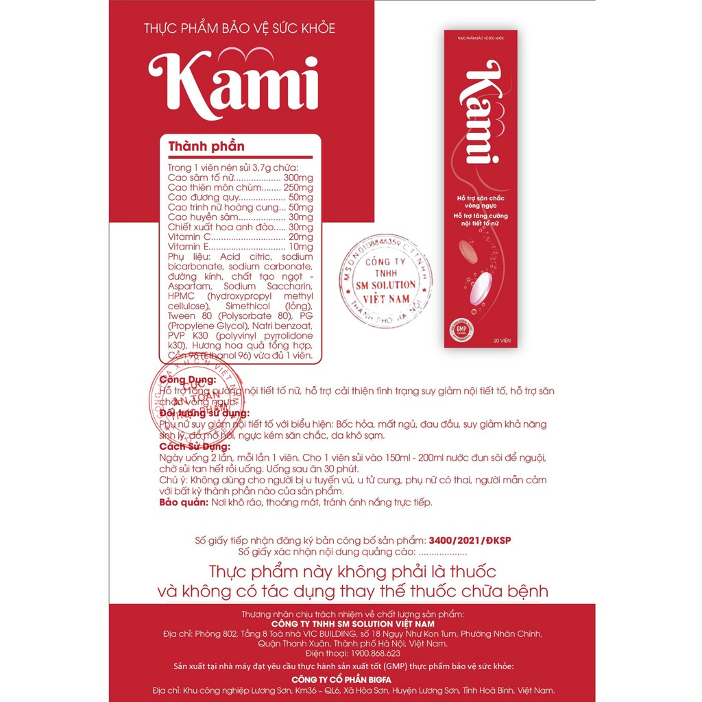 ✅ KAMI ❤️[ CHÍNH HÃNG ] ❤️ Giúp tăng kích thước vòng 1 một cách tự nhiên nhất