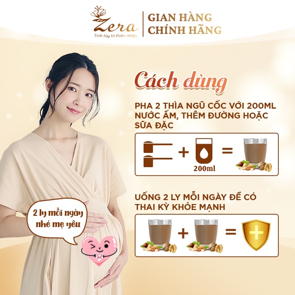 [Combo ngũ cốc + hạt dinh dưỡng] Bột ngũ cốc cho bà bầu Zera, cung cấp dinh dưỡng cho mẹ bầu