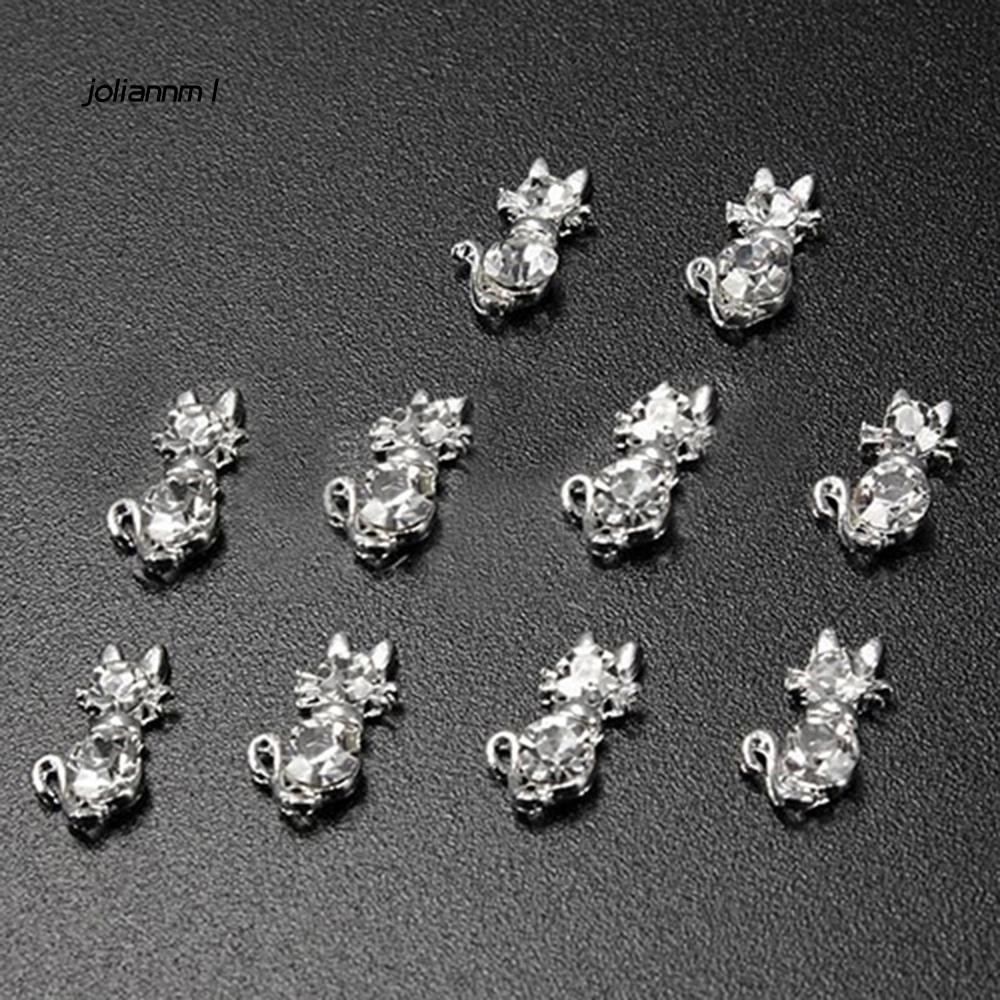 Bộ 10 phụ kiện mèo đính đá pha lê 3D dùng tự trang trí móng nghệ thuật