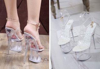 Giày cao gót đế trong size 34,35,36