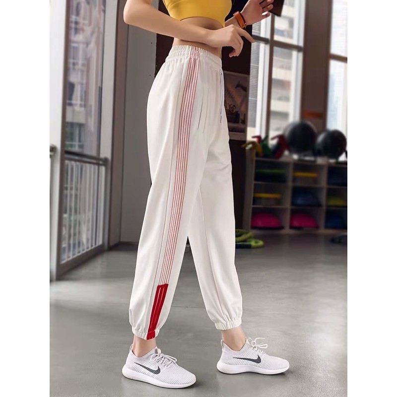 Quần jogger thể nữ 3 sọc chỉ nổi tập gym, zumba, aerobic nữ chất thun lạnh siêu đẹp