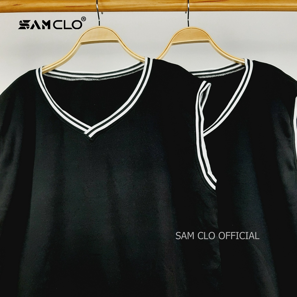 Áo GILE SAM CLO nữ ulzzang thu đông freesize hot phong cách Hàn Quốc CỔ TIM SỌC TRẮNG
