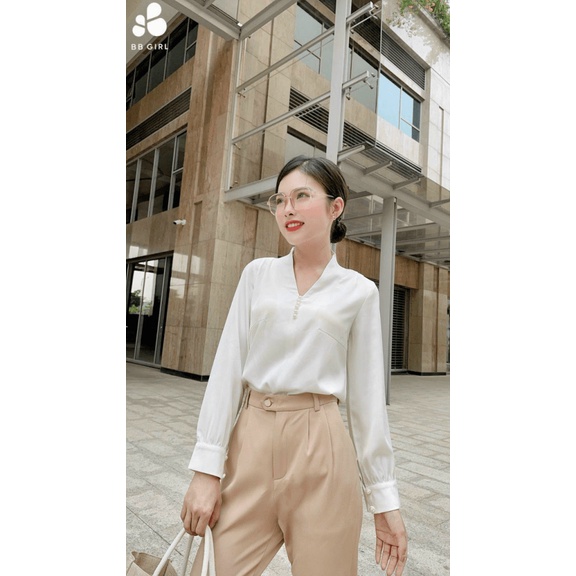 Áo Kiểu Sơ Mi Nữ Chui Đầu Phối Nút Bọc Chất Satin Mặc Đẹp Mát Tôn Dáng [NEW UNISEX]