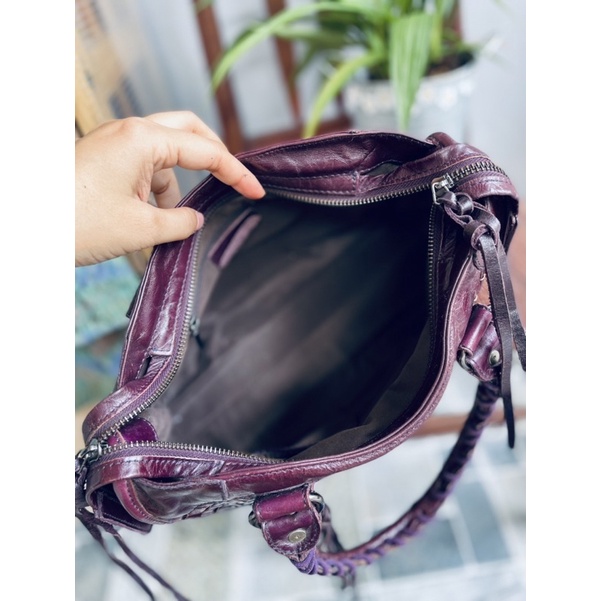 SALE-túi si da thật đan màu tím nho