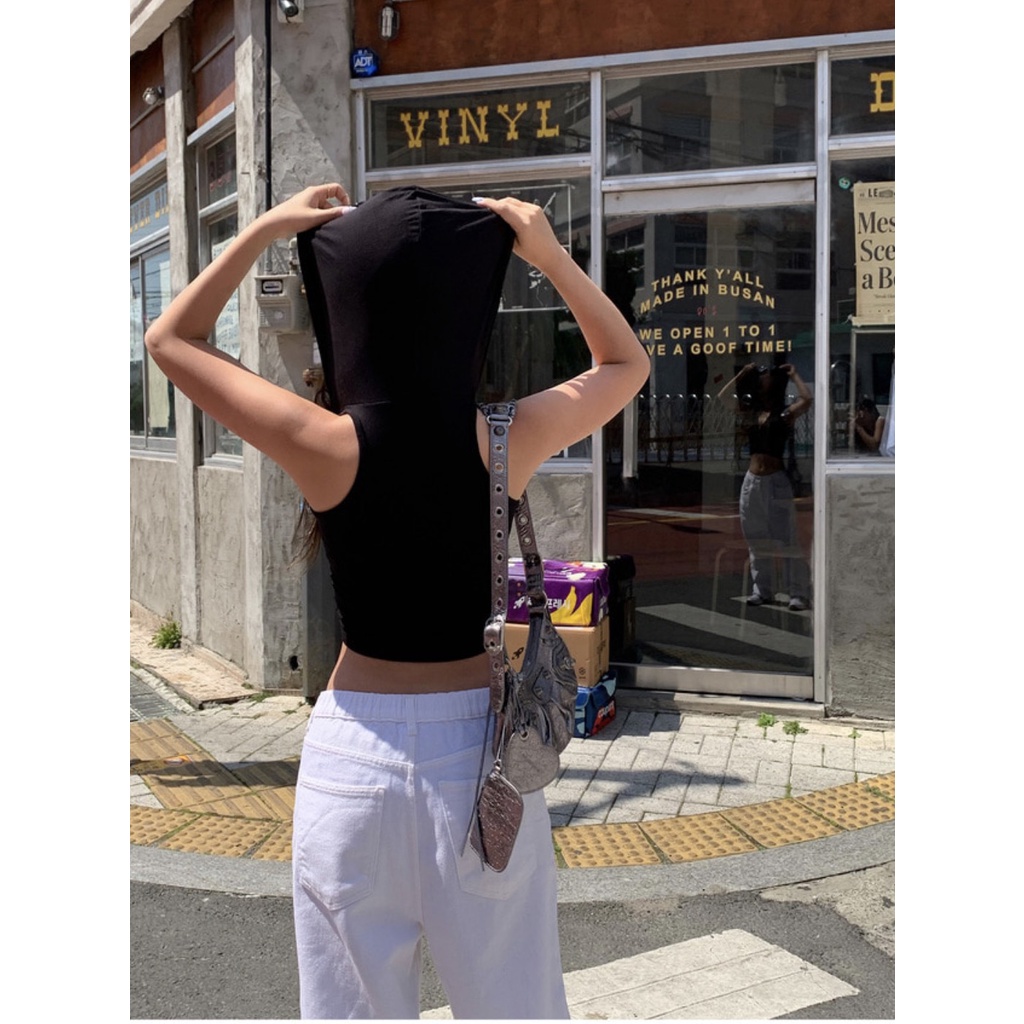 Áo thun ba lỗ basic có mũ phong cách âu mĩ, vải co giãn tốt hottrend 2022