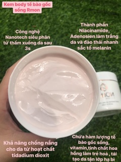 Kem trắng da Body Tế bào gốc Rmon