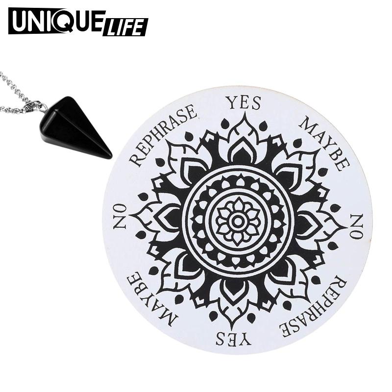 Bảng con lắc in họa tiết ngôi sao kèm chuỗi dây có mặt dây màu đen